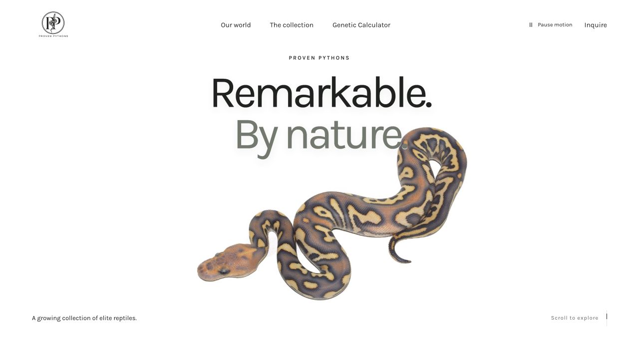 Proven Pythons website — landing page preview